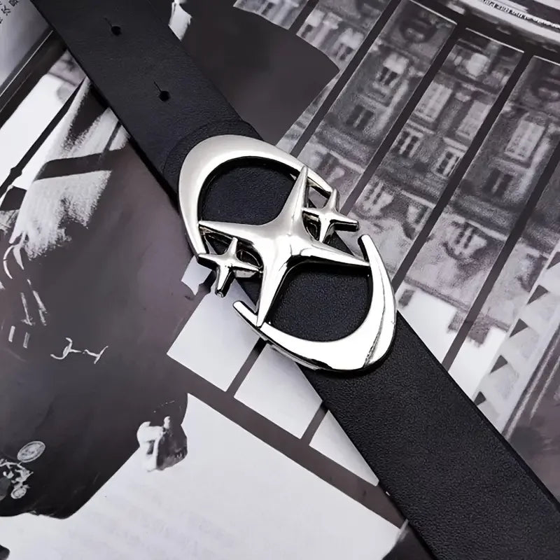 Stylish Oval Cross Metal Buckle Belt - Durable, Simple, and Universally Compatible - Unisex Gift Idea for Men and Women