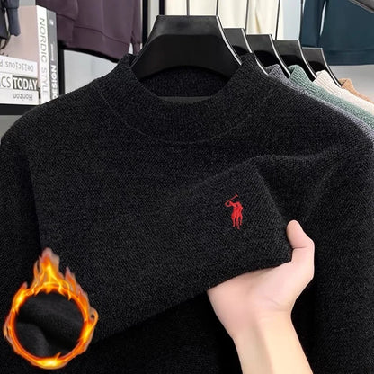 Personalized Mens Exquisite Brand Paul Classic Embroidered Comfortable Knitted Sweater Autumn Winter New Velvet Warm Long Sleeve